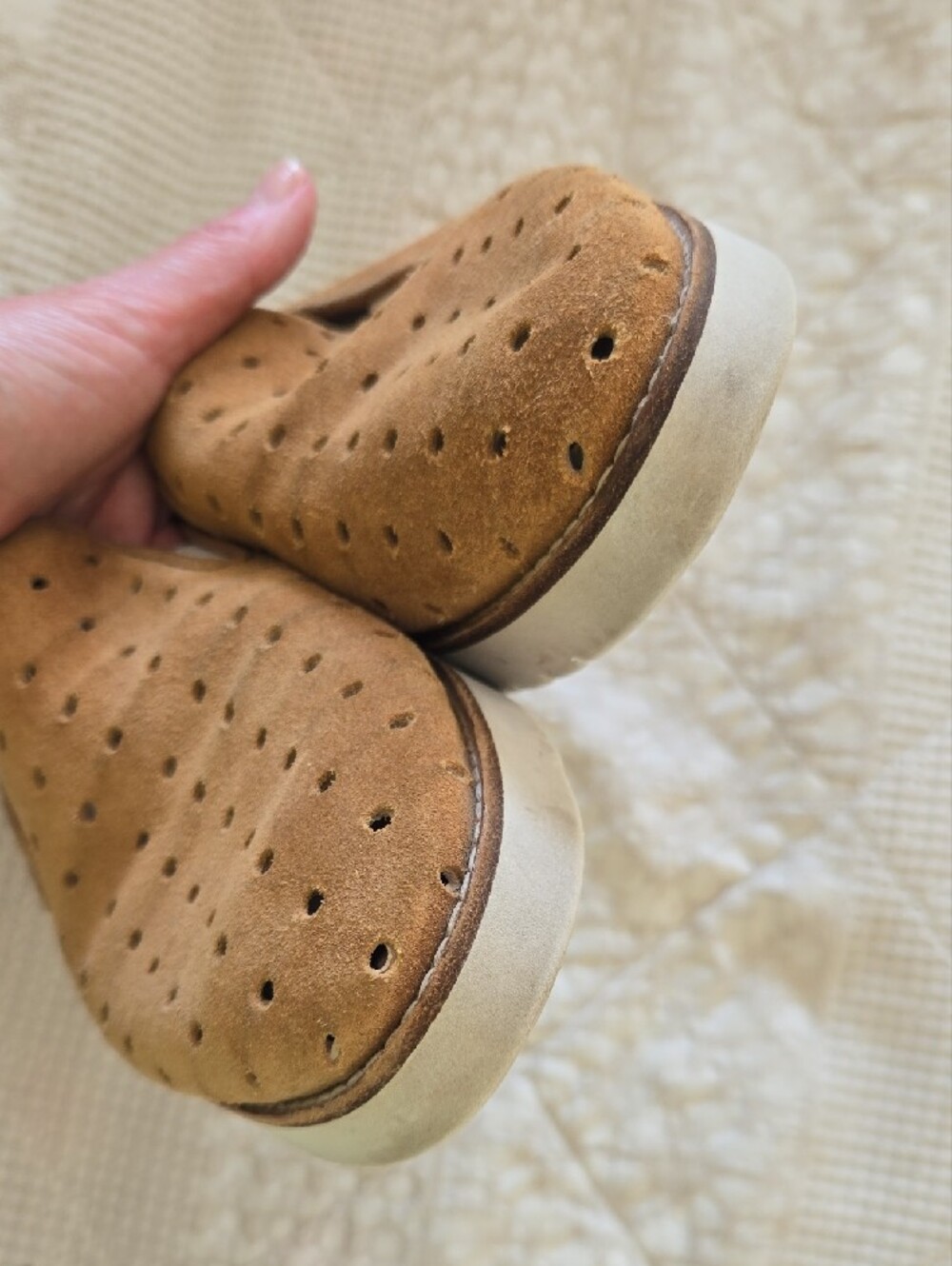 Johnston & Murphy Tan Suede Perforated Slip-On Loafers Normcore Minimalist 8M - Picture 9 of 9